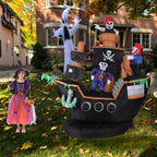 Haunt & Co 7 FT Halloween Inflatable Skeletons Ghosts on Pirate Ship Lights Decor Outdoor Indoor Holiday Decorations, Blow up Lighted Yard Decor, Giant Lawn Inflatables Home Family Outside Decor
