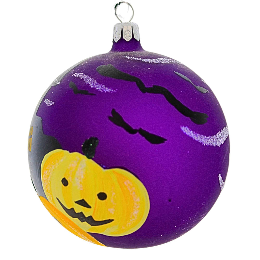 Haunt & Co Laved Italian Ornaments 3.50In Haunted House Ball, Glass, Pumpkins Halloween Moon 936327