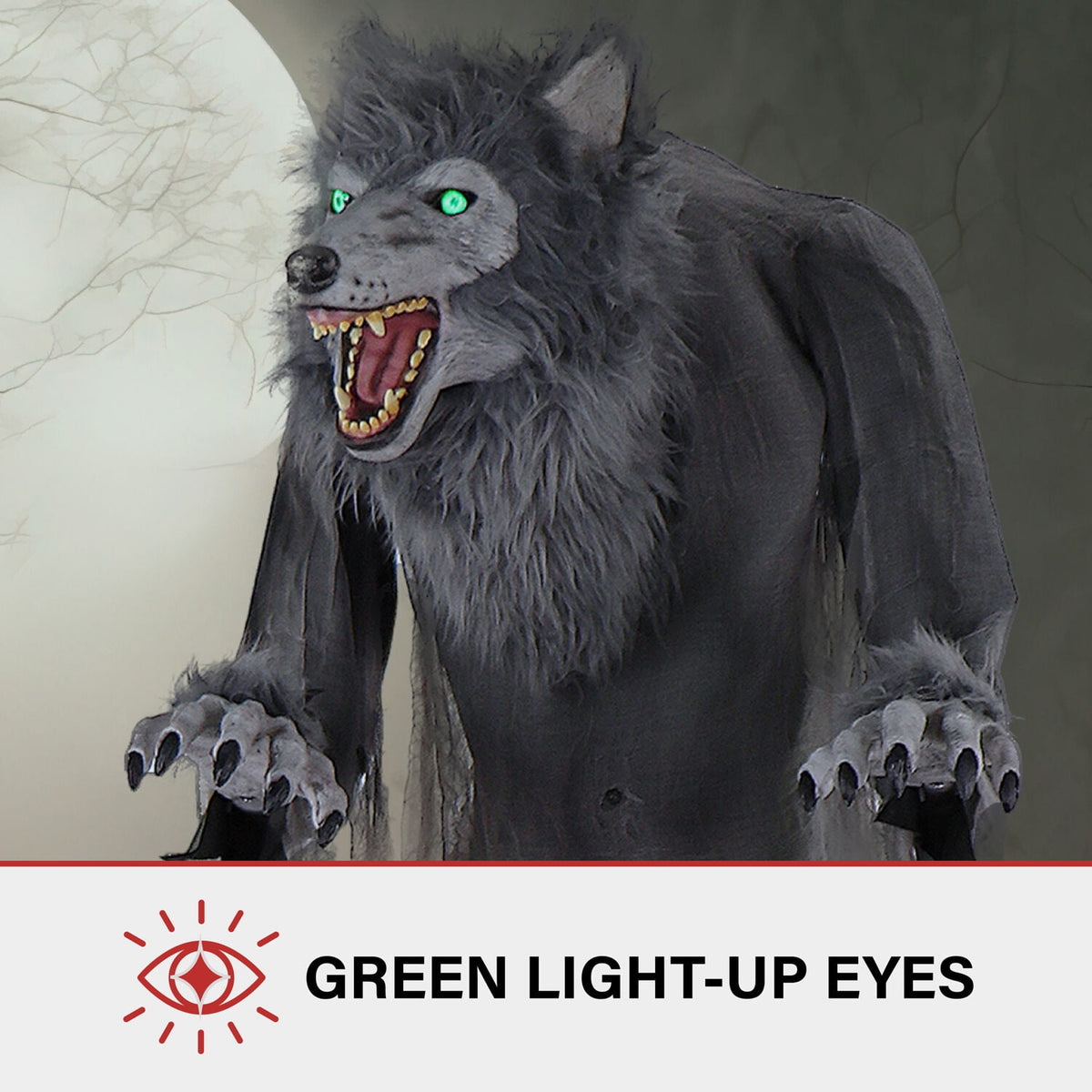 Haunt & Co 7 ft Tall Motion-Activated Towering Werewolf, Premium Halloween Animatronic, Plug-In