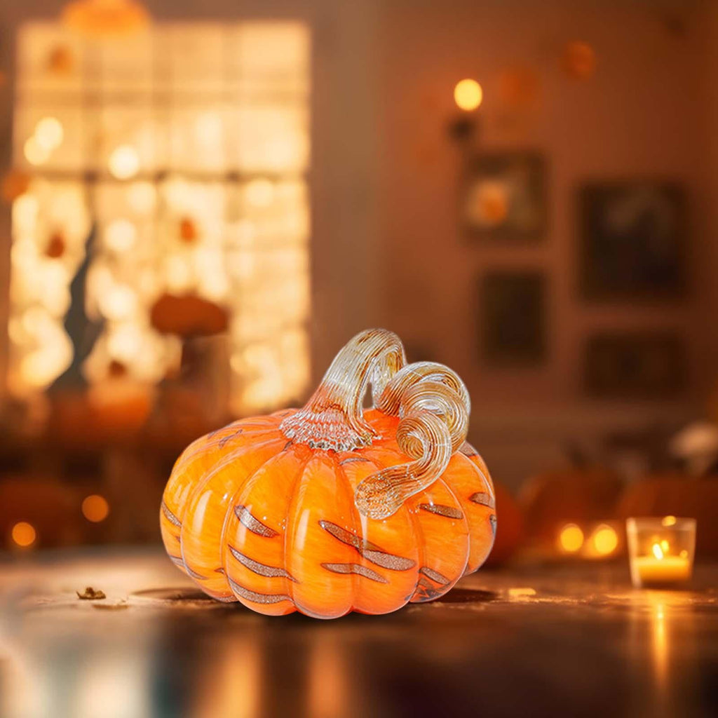 Haunt & Co Glass Pumpkin Decoration Modern Pumpkin Ornament for Bedroom Halloween Home S