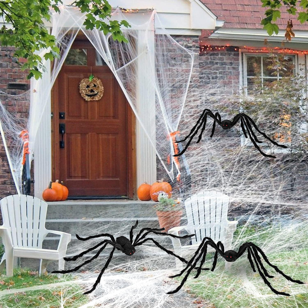 Haunt & Co 3 Pack 5 FT Giant Spider ,Scary Spider Outdoor Party Decorations Props ,Black