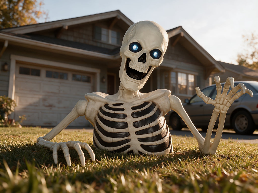Haunt & Co 48" Halloween Giant Groundbreaker Skeleton with LED Light Moving Eyes, Creepy Sound Effect