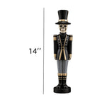 Haunt & Co 14" Resin Skeleton Nutcracker Figurine, Halloween Soldier Statue, Hand Painted Black Gold Nutcracker Ornament for Holiday Tabletop Decoration