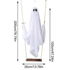 Haunt & Co Halloween Outdoor Hanging Ghost Halloween Hanging Ghost Decorations Battery Operated Swinging Ghost Prop Sheer Gauze Glowing Specter Swing Ornament for Yard Window Indoor Outdoor Display,Saffron