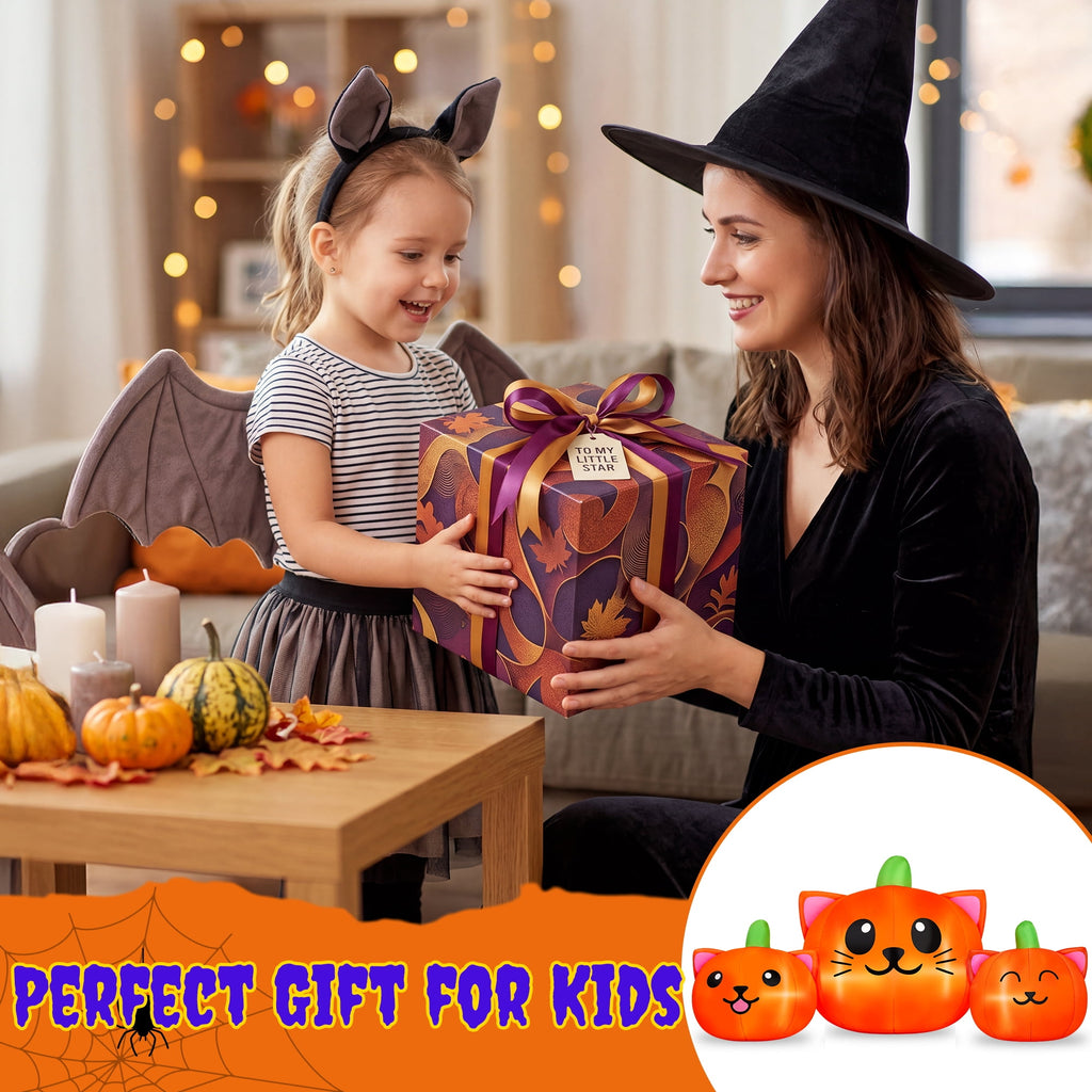 Haunt & Co 6.2FT Halloween Inflatable Pumpkin Cat Outdoor Decorations, Halloween Blow Ups with Lights