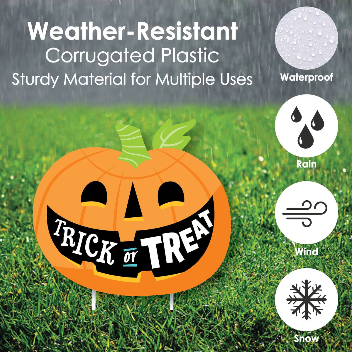 Haunt & Co Big Dot of Happiness Jack-O'-Lantern Halloween - Black Cat Ghost Skull & Witch Hat Lawn Decor - Outdoor Kids Halloween Party Yard Decorations - 10 Pc