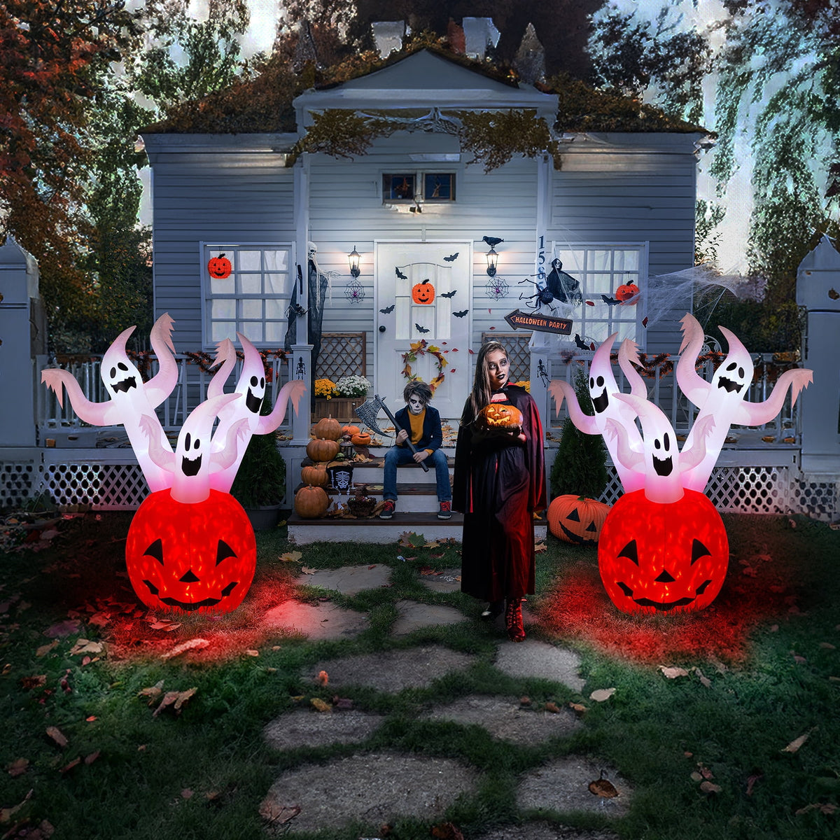 Haunt & Co Halloween Ghost and Pumpkin Outdoor Halloween Inflatables