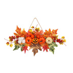 Haunt & Co Gaecuw Halloween Hanging Ornament, Maple Leaf Pumpkin Wall Decor with Rope for Front Door Fall Display