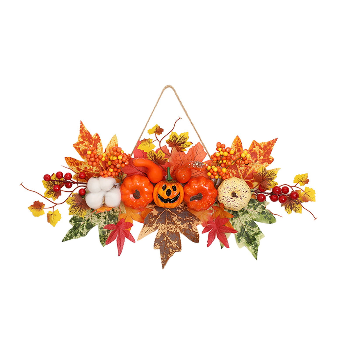 Haunt & Co Gaecuw Halloween Hanging Ornament, Maple Leaf Pumpkin Wall Decor with Rope for Front Door Fall Display