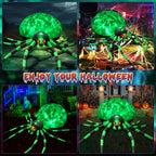 Haunt & Co 8FT Halloween Inflatables Outdoor Decorations Giant Spider Decorations with LED Lights and Air Pump Blow up Inflatable Green