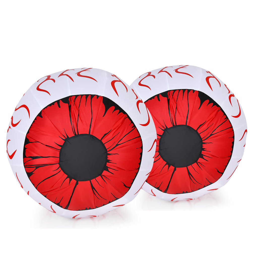 Haunt & Co Costway 2 Pack 3 FT Halloween Inflatable Eyeballs w/ Air Blower & Red LED Lights