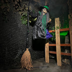 Haunt & Co 6 ft Touch-Activated Mounted Flying Witch Halloween Animatronic