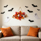 Haunt & Co Gaecuw Halloween Maple Leaf Pumpkin Wall Hanging Ornament Fall Festival Decor for Front Door Party Indoor Supplies