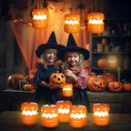 Haunt & Co EverBrite 3-Pack Halloween Pumpkin Lantern, Collapsible Jack O Lantern Pumpkins with Lanyard, Halloween Party Favors, Light up Pumpkin Outdoor