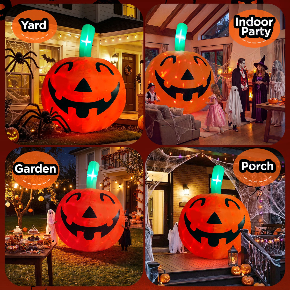 Haunt & Co 10ft Halloween Inflatable Pumpkin Decoration with Built-in LED Lights