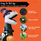 Haunt & Co 8 FT Halloween Inflatable Skeleton Dinosaur with Build-in LEDs Pumpkin Decorations,Halloween Outdoor Decorations Blow up Yard Decorations