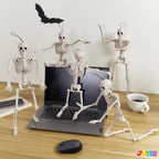Haunt & Co 5 PCS Posable Halloween Skeleton Decor 16 Inches, Full Body Posable Joints Hanging Skeletons for , Graveyard Props, Haunted House Accessories, Spooky Scene Party Favors