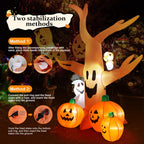Haunt & Co 8FT Halloween Inflatables Dead Tree,Outdoor with Built-in LED Lights,Halloween Blow Up Yard Decorations with Pumpkin,Ghost,and Owl