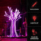 Haunt & Co Ghost Tree Purple Halloween Décor with 3D Neon LED Lights, 3.8-Ft