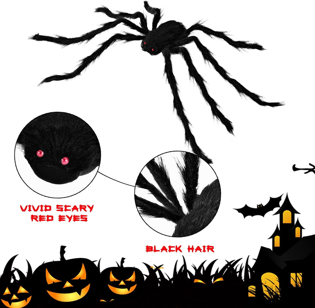 Haunt & Co 5 Pack Giant Spider ,Scary Spider Outdoor Party Decorations Props ,Black