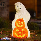 Haunt & Co PMU Halloween Light-Up Ghost Pumpkin Trick or Treat Blow Mold Decorations - Perfect for Halloween, Home, Lawn, Yard, Decor (Indoor and Outdoor)