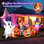 Haunt & Co 8FT Length Halloween Inflatable Witch, Ghost, with Pumpkin Outdoor Decoration