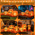 Haunt & Co 7.5 FT Long Halloween Inflatables Pumpkin Family Lighted,7 Pumpkins Blow Up Yard Decoration, Built-in LEDs, Stakes & Tethers Included