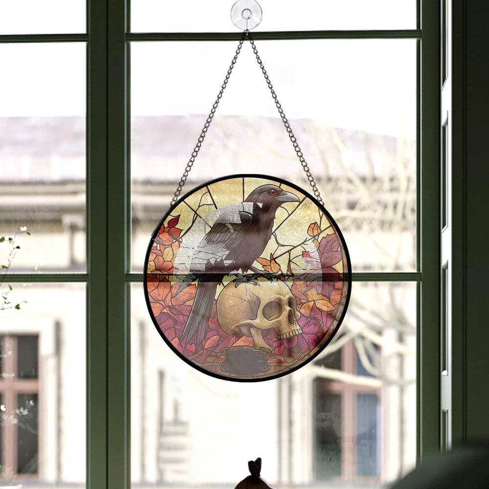 Haunt & Co Xmas Gift - Halloween Raven Crow Halloween Bird Crow Stained Glass Hanging Ornament - Christmas Tree Decor, Winter Holiday Gift for Family, Friends, Mom & Dad, Collectible 2025