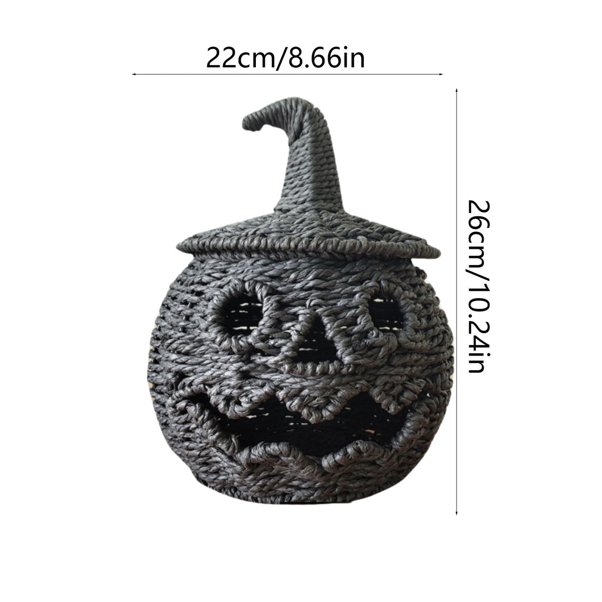 Haunt & Co Hand Woven Jack O Lantern Pumpkin Desktop Ornament Spooky Hollow Pumpkin Figurine For Shelf Mantel Tabletop Halloween Gothic Fall Home Decor(Style A-Orange)