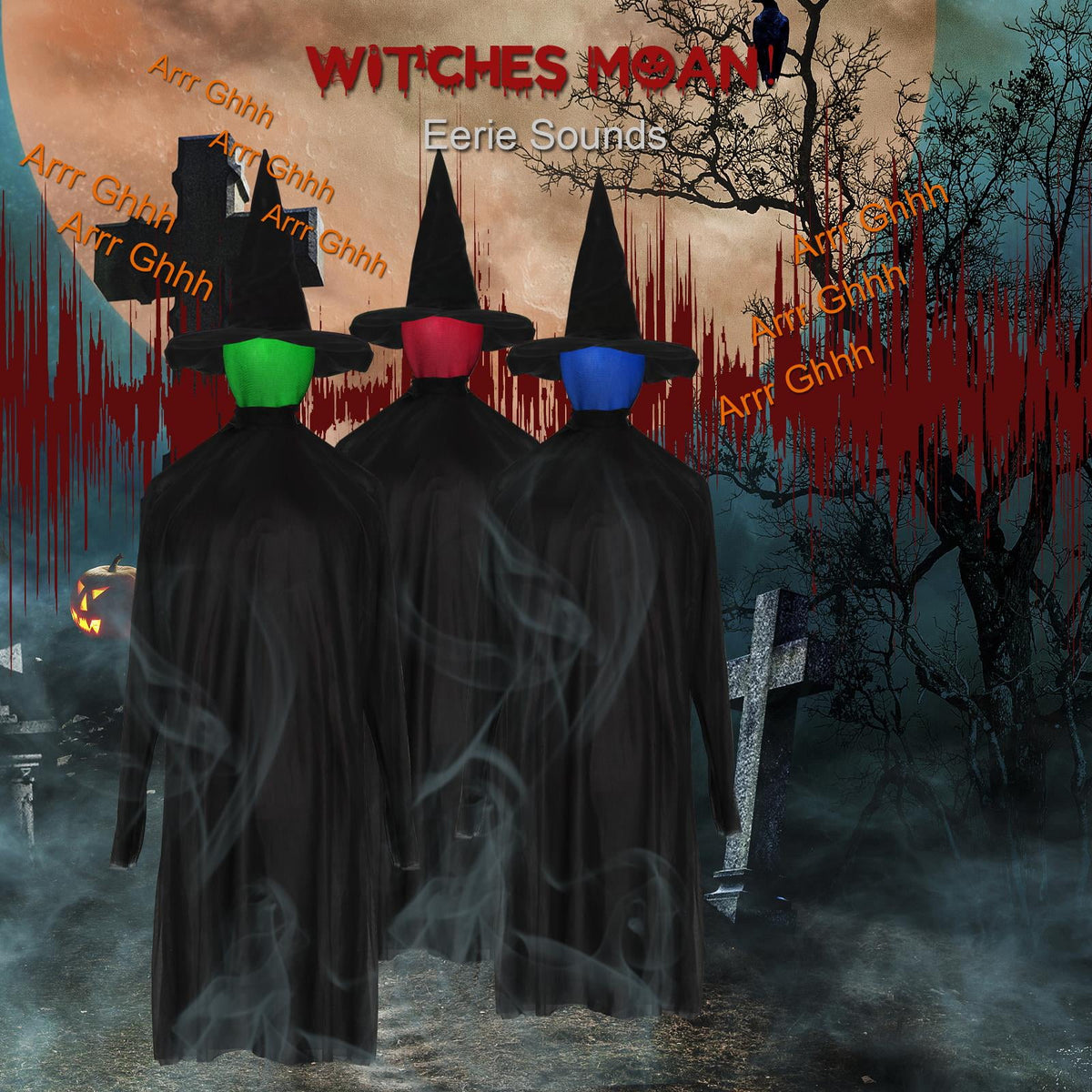 Haunt & Co Zimtwon 5.2ft Halloween Witches Halloween Props Sorcerers Animated Wicked Sound LED Lighted Glowing Head