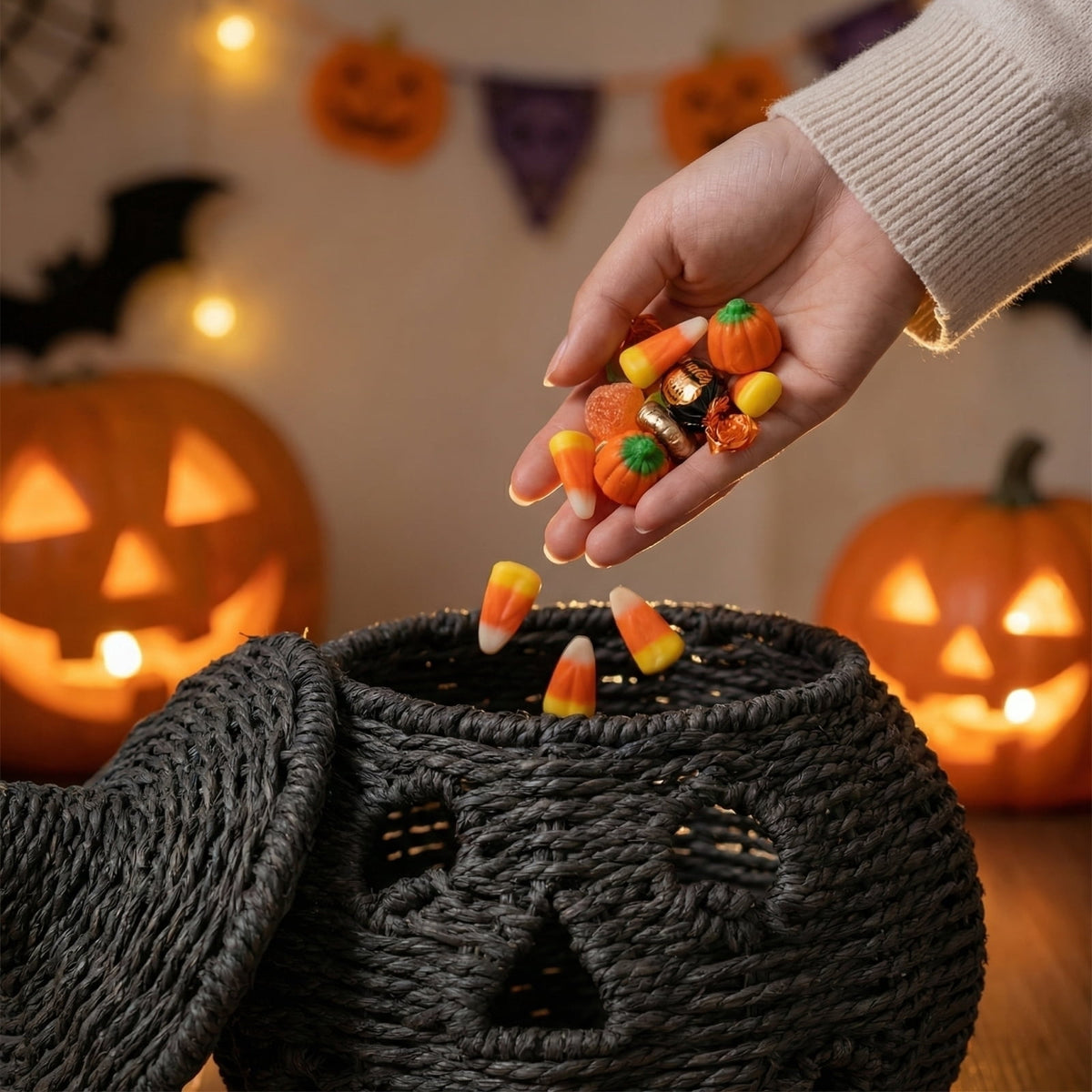 Haunt & Co Aximioll Halloween Spooky Seaweed Pumpkin Ornaments â?? Bold Shape with Eerie Shadows, Halloween Decorations for Holiday Parties & Trick or Treat Nights for Halloween Parties with spooky party setups