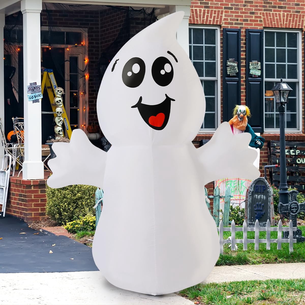 Haunt & Co Halloween Inflatables 5 FT Halloween Ghost Inflatable with Built-in LEDs, Cute Halloween Inflatable Ghost Blow up Ghost Inflatable, Outdoor for Halloween Holiday Party
