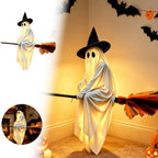 Haunt & Co Halloween Glowing Ornament with Lighted Witch Hat - Flying Hanging Decor for Home Porch Yard, Holiday Scene Prop for Halloween Celebration