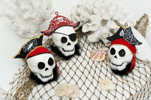 Haunt & Co 3-Piece Pirate Cove Skull Head Halloween Ornament