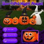 Haunt & Co 8FT Halloween Inflatable Pumpkin Ghost Scene, 5 Total LEDs, Waterproof Polyester, Quick Inflation with Stakes/Ropes