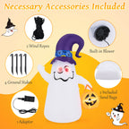Haunt & Co Costway 6 Ft Halloween Inflatables Cute Ghost with Jack-O-Lantern & Witch Hat