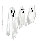 Haunt & Co OCCOA 3 Pack Hanging Ghost Decorations White Glitter Cloth Ghost Ornaments with Surprised Face for Halloween Indoor Outdoor Party Porch, White