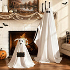 Haunt & Co Clearance Outdoor 2 Pack Spooky Ghost Dog Light-Up Freestanding Swinging Ghost for Front Door Porch Yard Lawn Home Party