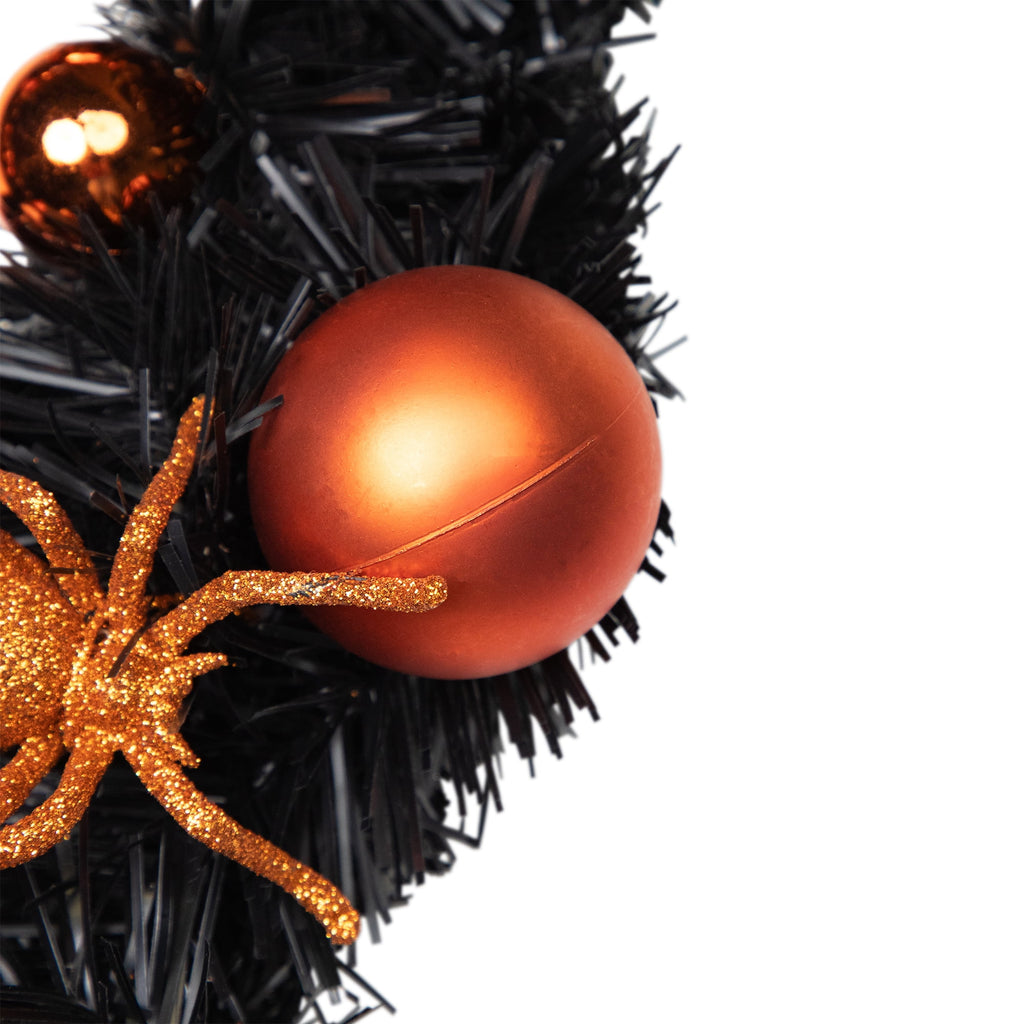 Haunt & Co Northlight Spiders and Ornaments Small Tinsel Halloween Wreath - 18" - Orange and Black - Unlit