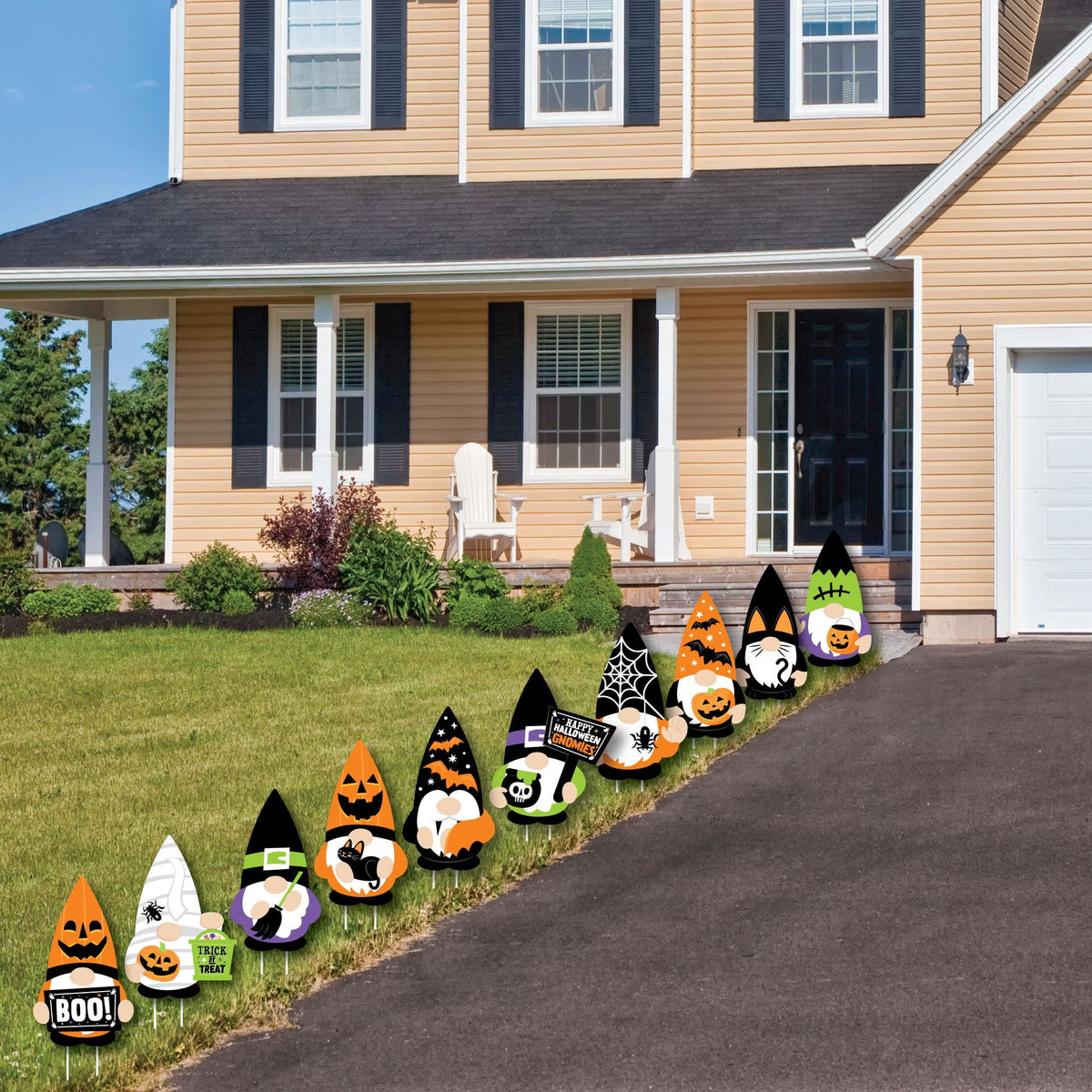 Haunt & Co Big Dot of Happiness Halloween Gnomes - Gnome Lawn Decorations - Outdoor Spooky Fall Party Yard Decorations - 10 Piece