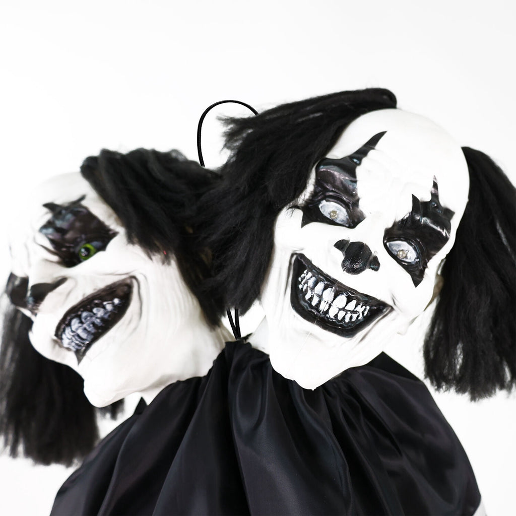 Haunt & Co Lifesize 5.5 ft Animatronic Two-Headed Clown with Lights and Sound, Indoor/Outdoor
