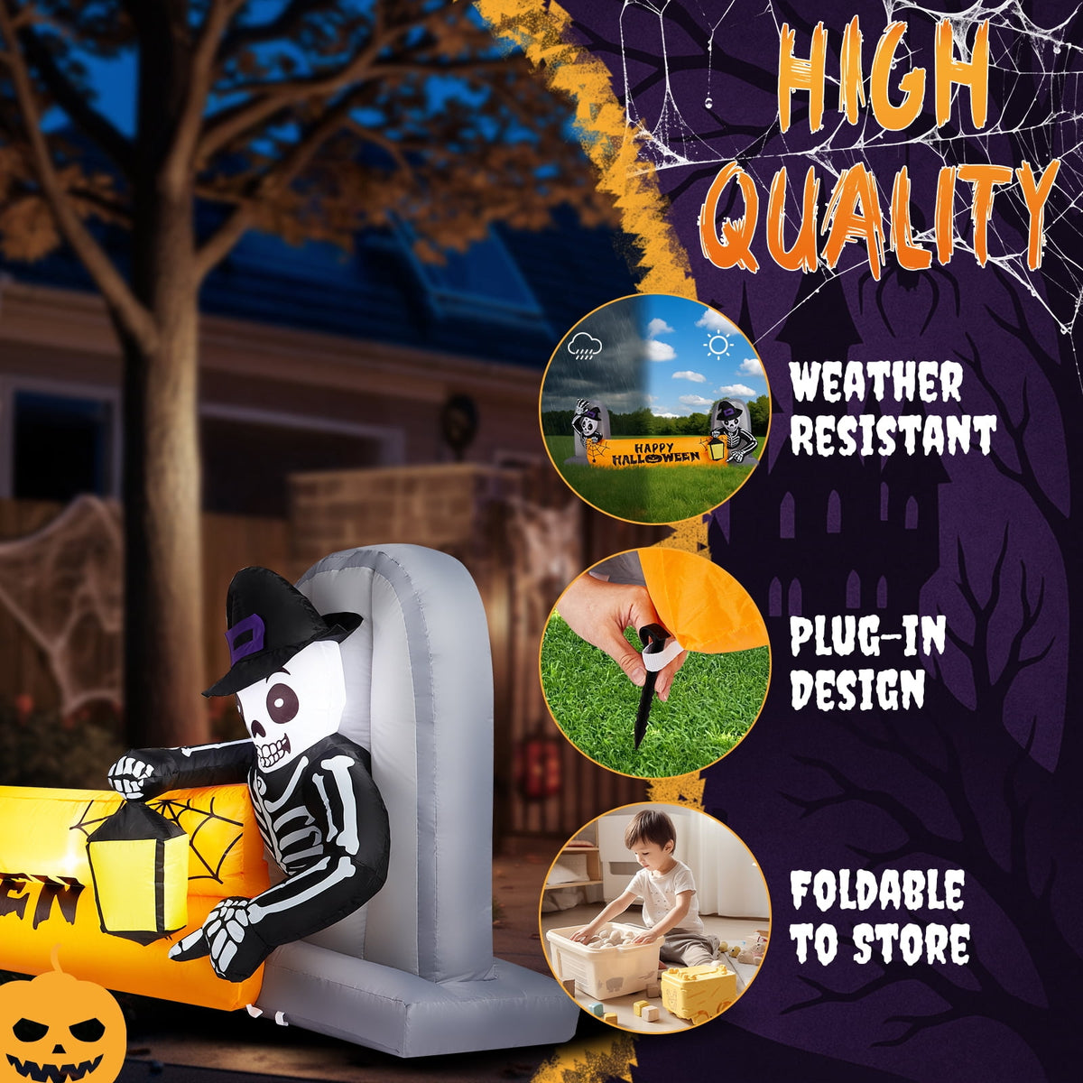 Haunt & Co 10' Halloween Inflatables Outdoor Halloween Tomb Decoration Banner Blow up Decor