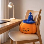 Haunt & Co Halloween Pumpkin Plush Pillow Decor Soft Cotton Pumpkin Cushion Soft Stuffed Figure Autumn Seasonal Ornament Cozy Home Decoration Halloween Party Sofa Bed Chair Accent Gift Holiday Display