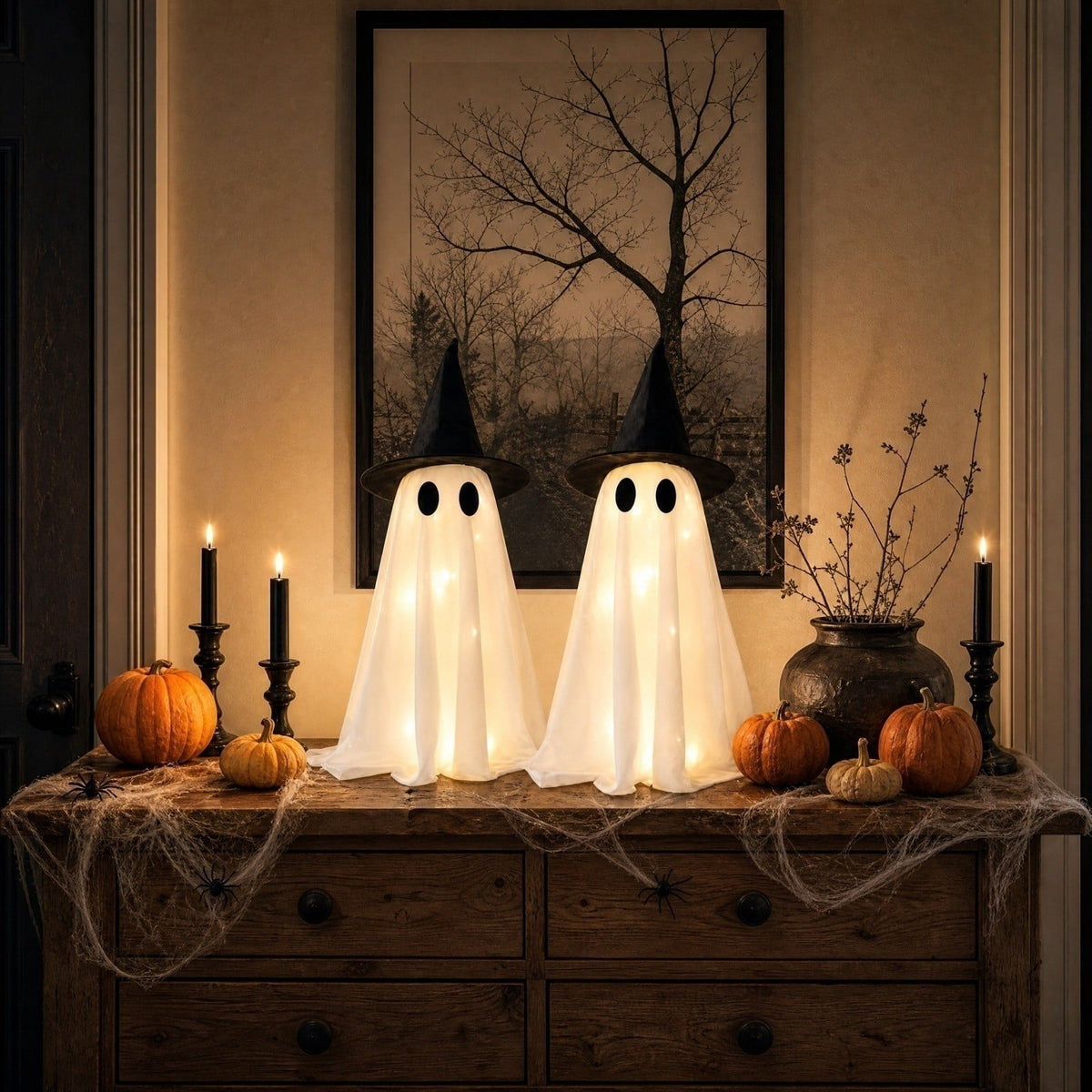 Haunt & Co KEVCHE Halloween Glowing Ghost Decoration ,Versatile Indoor Outdoor Ornament for House Party Supplies Display,Spooky Halloween Glowing Decoration for Seasonal Home Decor Gift