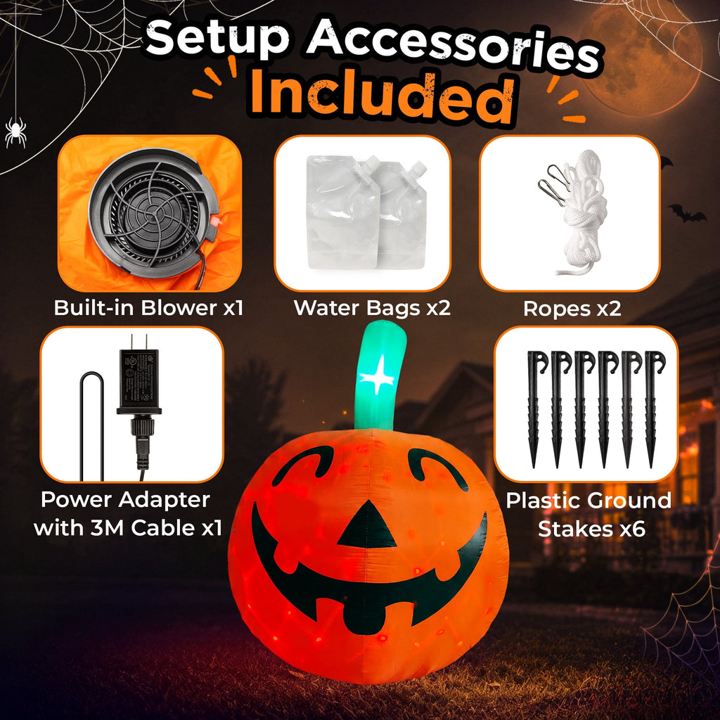 Haunt & Co 10ft Halloween Inflatable Pumpkin Decoration with Built-in LED Lights