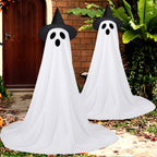 Haunt & Co 2 Packs Outdoor,Light Up Halloween Spooky Standing Ghost with Witch Hat,Scary Ghosts Decor with LED Lights