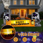Haunt & Co 9.6FT Halloween Inflatable Skeleton Tombstone Banner, Built-in 4 White LED Lights, Quick Inflation
