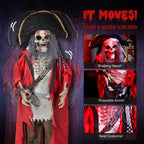 Haunt & Co 6ft Halloween Animated Animatronic Decoration Creepy Pirate w/ Pre-Recorded Screaming