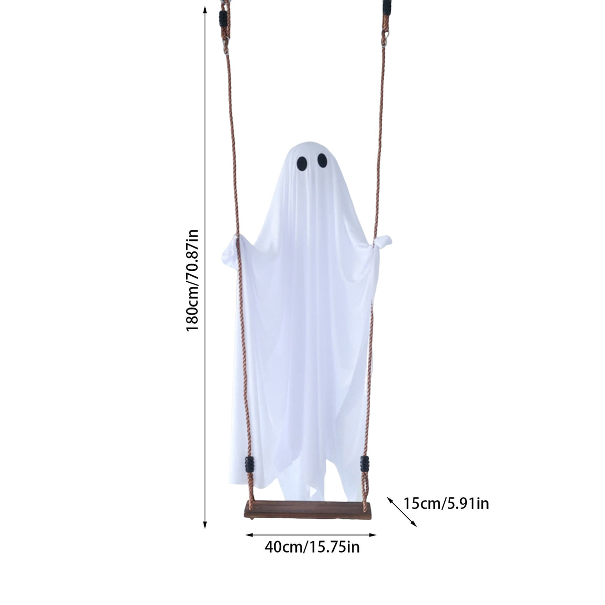 Haunt & Co Halloween 6 ft Hanging Swing Ghost with Remote Control and Lights, Outdoor , Outdoor Decor Spooky Cute Ghosts Decoration Flying Props for Tree Porch Yard Garden Lawn House