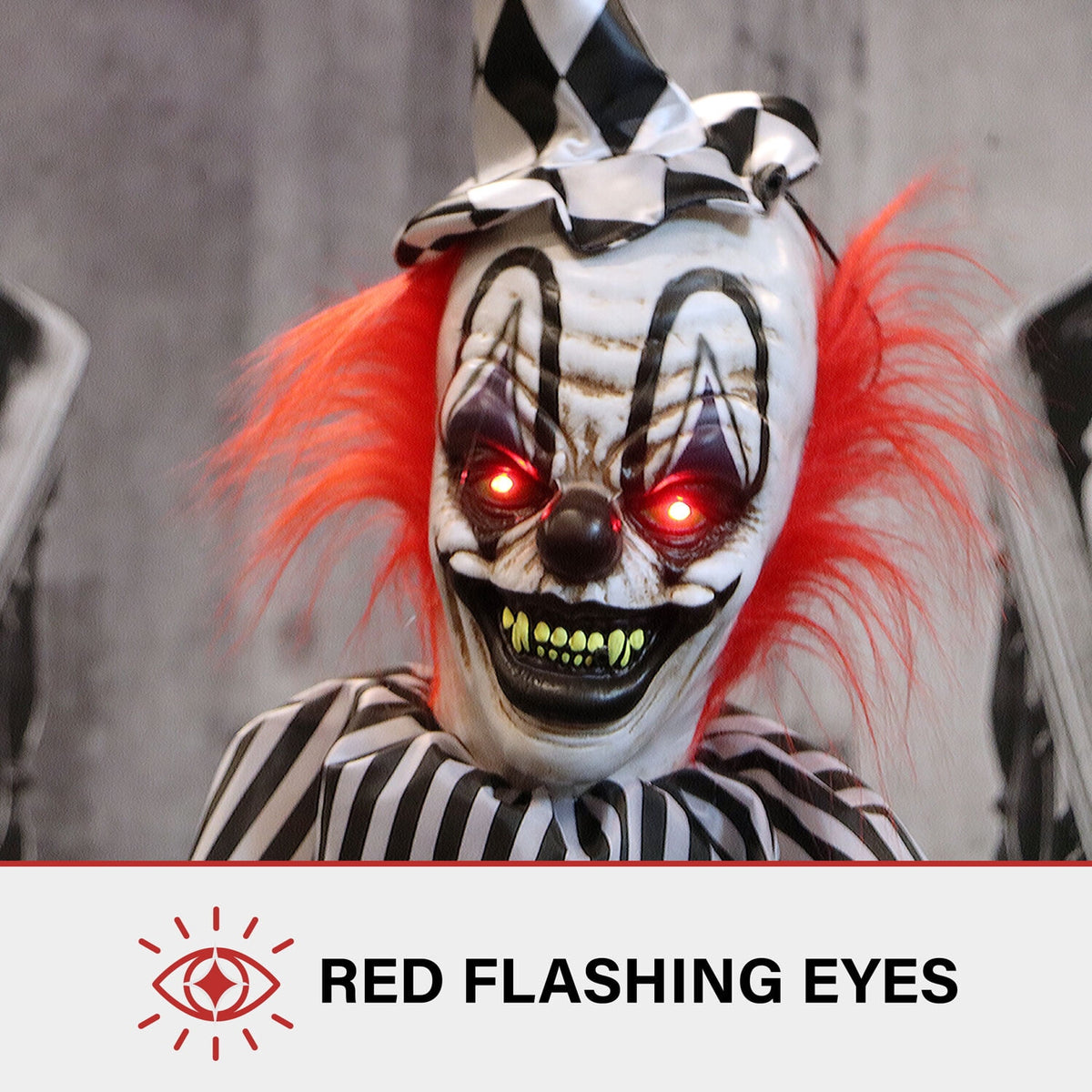 Haunt & Co 6 ft Animatronic Talking Clown on a Stage with Movement and Light-Up Eyes for Scary